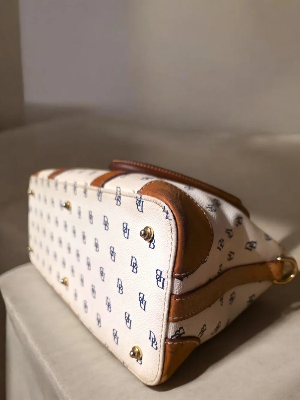 Dooney & Bourke Signature DB Monogram Satchel Tote & Matching Glass Case